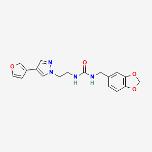 molecular formula C18H18N4O4 B2439225 1-(benzo[d][1,3]dioxol-5-ylmethyl)-3-(2-(4-(furan-3-yl)-1H-pyrazol-1-yl)ethyl)urea CAS No. 2034355-42-3