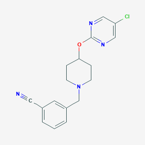 molecular formula C17H17ClN4O B2439230 3-[[4-(5-Chloropyrimidin-2-yl)oxypiperidin-1-yl]methyl]benzonitrile CAS No. 2415530-83-3