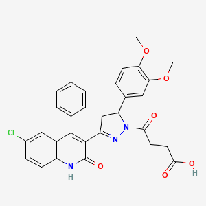 4-[3-(6-chloro-2-hydroxy-4-phenylquinolin-3-yl)-5-(3,4-dimethoxyphenyl)-4,5-dihydro-1H-pyrazol-1-yl]-4-oxobutanoic acid