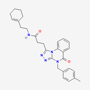 molecular formula C28H31N5O2 B2439233 N-[2-(cyclohex-1-en-1-yl)ethyl]-3-{4-[(4-methylphenyl)methyl]-5-oxo-4H,5H-[1,2,4]triazolo[4,3-a]quinazolin-1-yl}propanamide CAS No. 902918-29-0