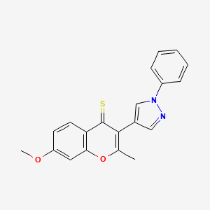 molecular formula C20H16N2O2S B2439234 7-methoxy-2-methyl-3-(1-phenyl-1H-pyrazol-4-yl)-4H-chromene-4-thione CAS No. 889287-43-8