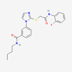 molecular formula C22H23FN4O2S B2439235 N-butyl-3-(2-((2-((2-fluorophenyl)amino)-2-oxoethyl)thio)-1H-imidazol-1-yl)benzamide CAS No. 1115371-71-5