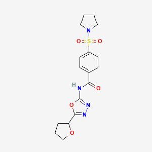 molecular formula C17H20N4O5S B2439245 4-(pyrrolidin-1-ylsulfonyl)-N-(5-(tetrahydrofuran-2-yl)-1,3,4-oxadiazol-2-yl)benzamide CAS No. 921585-83-3