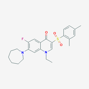 molecular formula C25H29FN2O3S B2439247 7-azepan-1-yl-3-[(2,4-dimethylphenyl)sulfonyl]-1-ethyl-6-fluoroquinolin-4(1H)-one CAS No. 892779-40-7