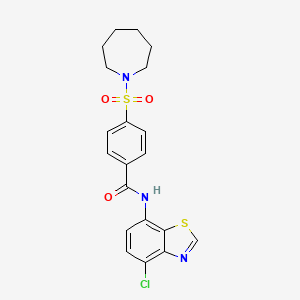 molecular formula C20H20ClN3O3S2 B2439293 4-(azepan-1-ylsulfonyl)-N-(4-chlorobenzo[d]thiazol-7-yl)benzamide CAS No. 941998-39-6