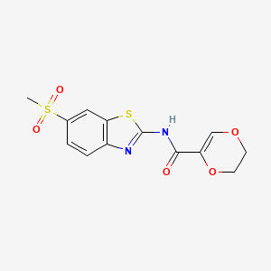 molecular formula C13H12N2O5S2 B2439327 N-(6-(methylsulfonyl)benzo[d]thiazol-2-yl)-5,6-dihydro-1,4-dioxine-2-carboxamide CAS No. 864937-90-6