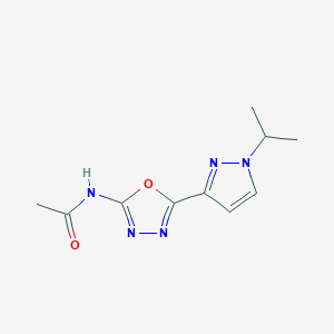 molecular formula C10H13N5O2 B2439346 N-(5-(1-isopropyl-1H-pyrazol-3-yl)-1,3,4-oxadiazol-2-yl)acetamide CAS No. 1210839-90-9