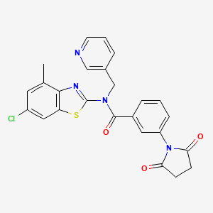 molecular formula C25H19ClN4O3S B2439348 N-(6-chloro-4-methylbenzo[d]thiazol-2-yl)-3-(2,5-dioxopyrrolidin-1-yl)-N-(pyridin-3-ylmethyl)benzamide CAS No. 920214-71-7