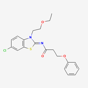 N-[6-chloro-3-(2-ethoxyethyl)-1,3-benzothiazol-2-ylidene]-3-phenoxypropanamide