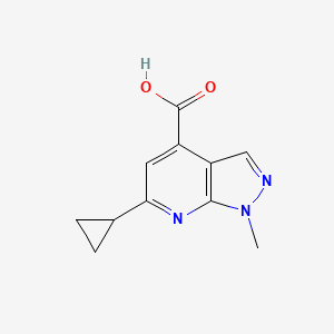 molecular formula C11H11N3O2 B2439352 6-cyclopropyl-1-methyl-1H-pyrazolo[3,4-b]pyridine-4-carboxylic acid CAS No. 937597-44-9