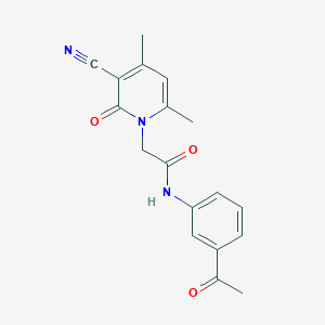 molecular formula C18H17N3O3 B2439355 N-(3-acetylphenyl)-2-(3-cyano-4,6-dimethyl-2-oxo-1,2-dihydropyridin-1-yl)acetamide CAS No. 932338-40-4