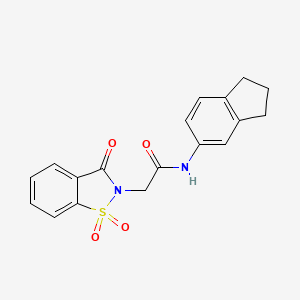 molecular formula C18H16N2O4S B2439358 N-(2,3-dihydro-1H-inden-5-yl)-2-(1,1,3-trioxo-2,3-dihydro-1lambda6,2-benzothiazol-2-yl)acetamide CAS No. 556033-22-8