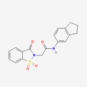 N-(2,3-dihydro-1H-inden-5-yl)-2-(1,1,3-trioxo-1,2-benzothiazol-2-yl)acetamide