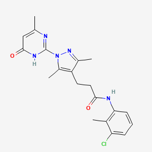 N-(3-chloro-2-methylphenyl)-3-(3,5-dimethyl-1-(4-methyl-6-oxo-1,6-dihydropyrimidin-2-yl)-1H-pyrazol-4-yl)propanamide