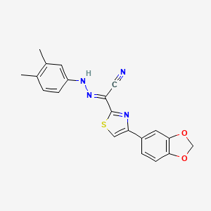 (2E)-4-(1,3-benzodioxol-5-yl)-N-(3,4-dimethylanilino)-1,3-thiazole-2-carboximidoyl cyanide