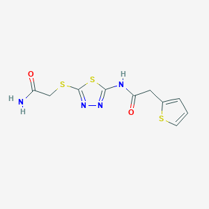 molecular formula C10H10N4O2S3 B2439387 N-(5-((2-amino-2-oxoethyl)thio)-1,3,4-thiadiazol-2-yl)-2-(thiophen-2-yl)acetamide CAS No. 868977-16-6