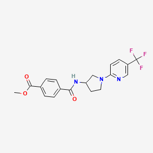 molecular formula C19H18F3N3O3 B2439397 Methyl 4-((1-(5-(trifluoromethyl)pyridin-2-yl)pyrrolidin-3-yl)carbamoyl)benzoate CAS No. 1797320-17-2