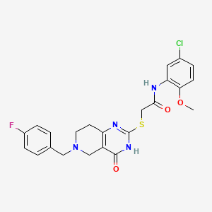 molecular formula C23H22ClFN4O3S B2439419 N-(5-chloro-2-methoxyphenyl)-2-{[6-(4-fluorobenzyl)-4-oxo-3,4,5,6,7,8-hexahydropyrido[4,3-d]pyrimidin-2-yl]sulfanyl}acetamide CAS No. 1111142-37-0