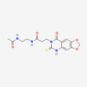 molecular formula C16H18N4O5S B2439481 N-(2-acetamidoethyl)-3-{8-oxo-6-sulfanylidene-2H,5H,6H,7H,8H-[1,3]dioxolo[4,5-g]quinazolin-7-yl}propanamide CAS No. 688054-94-6