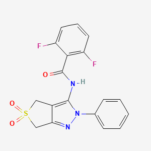 molecular formula C18H13F2N3O3S B2439514 N-{5,5-dioxo-2-phenyl-2H,4H,6H-5lambda6-thieno[3,4-c]pyrazol-3-yl}-2,6-difluorobenzamide CAS No. 681265-93-0