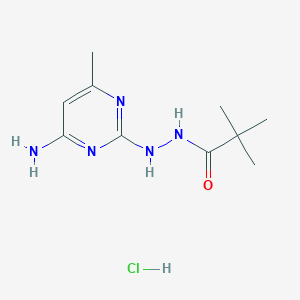 molecular formula C10H18ClN5O B2439515 N'-(4-amino-6-methylpyrimidin-2-yl)pivalohydrazide hydrochloride CAS No. 2034442-88-9