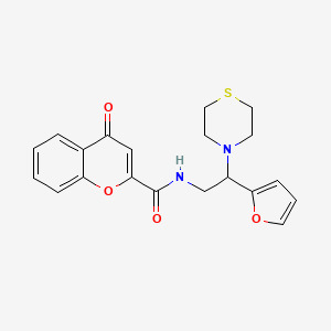 molecular formula C20H20N2O4S B2439535 N-(2-(furan-2-yl)-2-thiomorpholinoethyl)-4-oxo-4H-chromene-2-carboxamide CAS No. 2034456-03-4