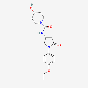 molecular formula C18H25N3O4 B2439537 N-[1-(4-ethoxyphenyl)-5-oxopyrrolidin-3-yl]-4-hydroxypiperidine-1-carboxamide CAS No. 894009-69-9