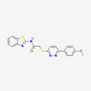 molecular formula C20H16N4O2S2 B2439549 N-(1,3-benzothiazol-2-yl)-2-{[6-(4-methoxyphenyl)pyridazin-3-yl]sulfanyl}acetamide CAS No. 896053-55-7