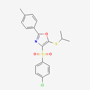 4-((4-Chlorophenyl)sulfonyl)-5-(isopropylthio)-2-(p-tolyl)oxazole