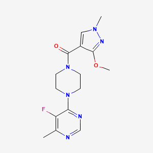 molecular formula C15H19FN6O2 B2439565 5-fluoro-4-[4-(3-methoxy-1-methyl-1H-pyrazole-4-carbonyl)piperazin-1-yl]-6-methylpyrimidine CAS No. 2380141-17-1