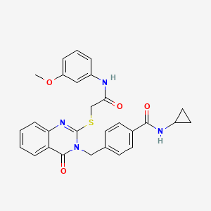 N-cyclopropyl-4-((2-((2-((3-methoxyphenyl)amino)-2-oxoethyl)thio)-4-oxoquinazolin-3(4H)-yl)methyl)benzamide