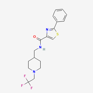 molecular formula C18H20F3N3OS B2439587 2-phenyl-N-{[1-(2,2,2-trifluoroethyl)piperidin-4-yl]methyl}-1,3-thiazole-4-carboxamide CAS No. 2415586-38-6