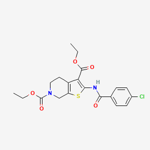 molecular formula C20H21ClN2O5S B2439596 3,6-diethyl 2-(4-chlorobenzamido)-4H,5H,6H,7H-thieno[2,3-c]pyridine-3,6-dicarboxylate CAS No. 896679-99-5