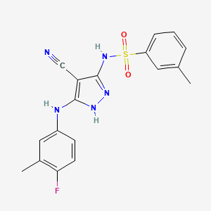 N-[4-cyano-5-(4-fluoro-3-methylanilino)-1H-pyrazol-3-yl]-3-methylbenzenesulfonamide