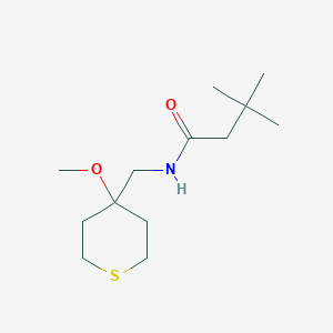 molecular formula C13H25NO2S B2439627 N-((4-methoxytetrahydro-2H-thiopyran-4-yl)methyl)-3,3-dimethylbutanamide CAS No. 2034485-95-3