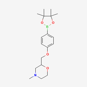 molecular formula C18H28BNO4 B2439647 4-甲基-2-[[4-(4,4,5,5-四甲基-1,3,2-二氧杂硼杂环[2-yl]苯氧基)甲基]吗啉 CAS No. 2246429-21-8