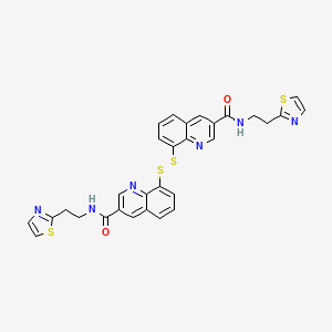 N-[2-(1,3-Thiazol-2-yl)ethyl]-8-[[3-[2-(1,3-thiazol-2-yl)ethylcarbamoyl]quinolin-8-yl]disulfanyl]quinoline-3-carboxamide
