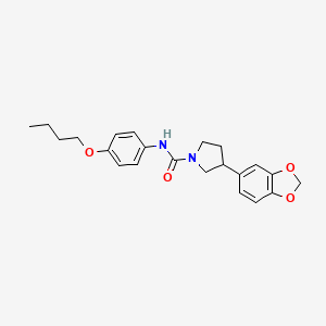 molecular formula C22H26N2O4 B2439655 3-(benzo[d][1,3]dioxol-5-yl)-N-(4-butoxyphenyl)pyrrolidine-1-carboxamide CAS No. 2034598-29-1