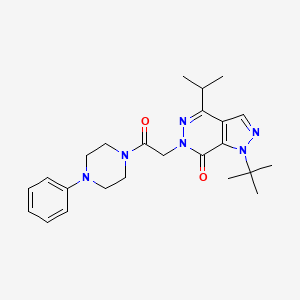 molecular formula C24H32N6O2 B2439657 1-(tert-butyl)-4-isopropyl-6-(2-oxo-2-(4-phenylpiperazin-1-yl)ethyl)-1H-pyrazolo[3,4-d]pyridazin-7(6H)-one CAS No. 1172557-66-2