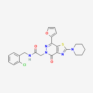 molecular formula C23H22ClN5O3S B2439659 N-(2-chlorobenzyl)-2-(7-(furan-2-yl)-4-oxo-2-(piperidin-1-yl)thiazolo[4,5-d]pyridazin-5(4H)-yl)acetamide CAS No. 1105208-85-2
