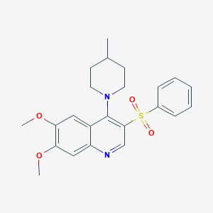 molecular formula C23H26N2O4S B2439660 6,7-Dimethoxy-4-(4-methylpiperidin-1-yl)-3-(phenylsulfonyl)quinoline CAS No. 872200-24-3