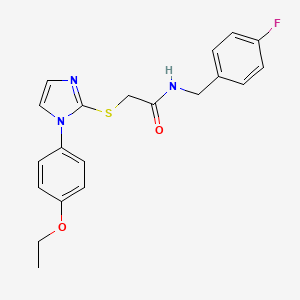 molecular formula C20H20FN3O2S B2439664 2-[1-(4-乙氧基苯基)咪唑-2-基]硫代-N-[(4-氟苯基)甲基]乙酰胺 CAS No. 688336-57-4