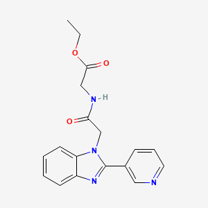 molecular formula C18H18N4O3 B2439667 ethyl 2-(2-(2-(pyridin-3-yl)-1H-benzo[d]imidazol-1-yl)acetamido)acetate CAS No. 1105210-35-2