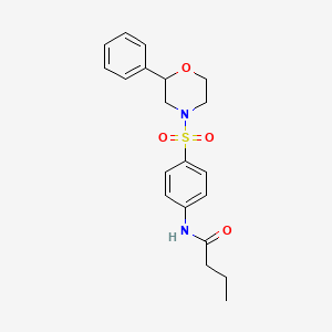 molecular formula C20H24N2O4S B2439670 N-(4-((2-苯基吗啉-2-基)磺酰)苯基)丁酰胺 CAS No. 946234-58-8
