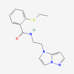 molecular formula C16H18N4OS B2439692 N-(2-(1H-imidazo[1,2-b]pyrazol-1-yl)ethyl)-2-(ethylthio)benzamide CAS No. 1788532-86-4