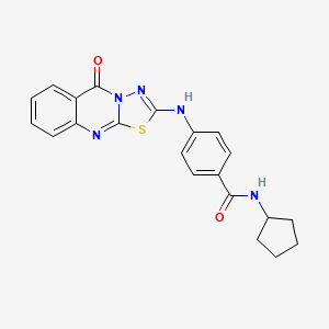 molecular formula C21H19N5O2S B2439707 N-cyclopentyl-4-({5-oxo-5H-[1,3,4]thiadiazolo[2,3-b]quinazolin-2-yl}amino)benzamide CAS No. 1114647-27-6