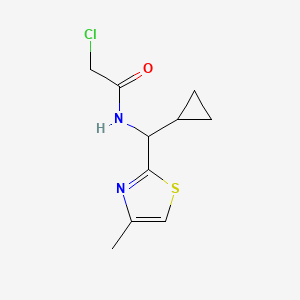 molecular formula C10H13ClN2OS B2439721 2-Chloro-N-[cyclopropyl-(4-methyl-1,3-thiazol-2-yl)methyl]acetamide CAS No. 2411300-25-7
