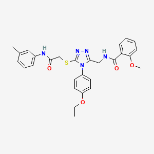 molecular formula C28H29N5O4S B2439727 N-((4-(4-ethoxyphenyl)-5-((2-oxo-2-(m-tolylamino)ethyl)thio)-4H-1,2,4-triazol-3-yl)methyl)-2-methoxybenzamide CAS No. 394224-06-7