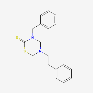 molecular formula C18H20N2S2 B2439735 3-Benzyl-5-phenethyl-1,3,5-thiadiazinane-2-thione CAS No. 154200-54-1