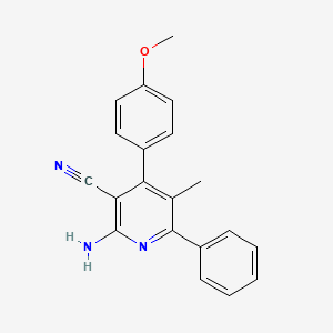 molecular formula C20H17N3O B2439738 2-氨基-4-(4-甲氧基苯基)-5-甲基-6-苯基烟酰亚胺 CAS No. 338793-75-2